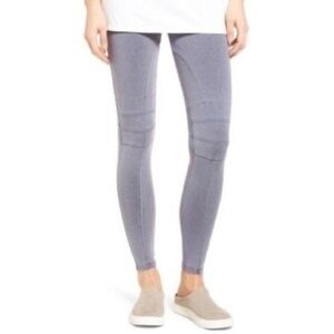 David Lerner Acid Washed Stretchy Purple Seamed Moto Leggings size Medium